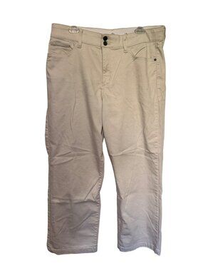 St. John's Bay Jeans Wide Leg Cream Stretch Elastic Waist Womans 14